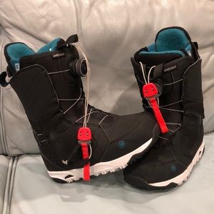 Women’s Burton Limelight Boa  Snowboard Boots 7.5 Black/white/teal